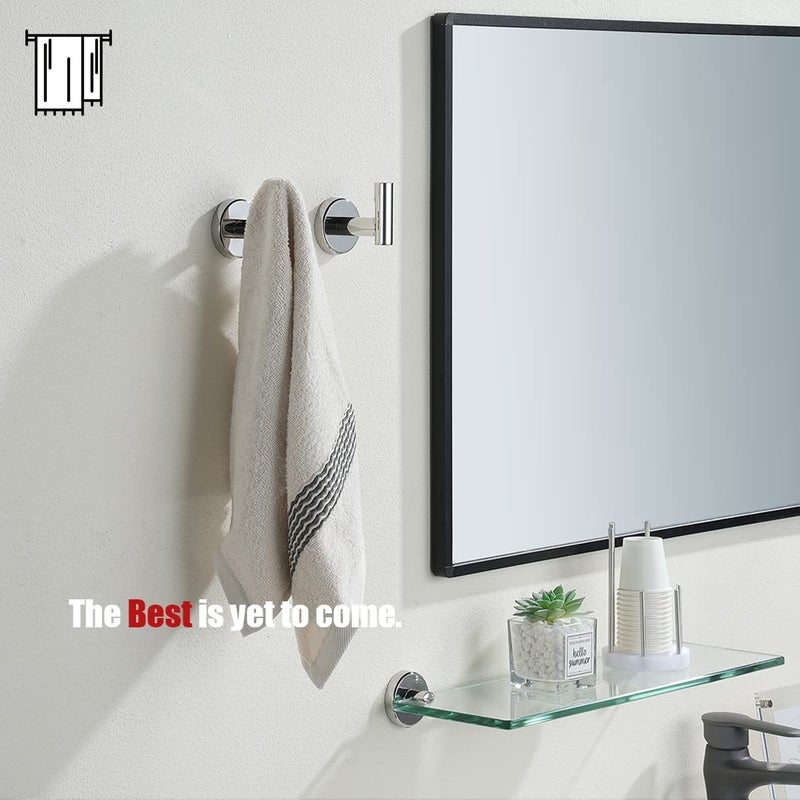 JQK Chrome Bathroom Towel Hook, 304 Stainless Steel Coat Robe Clothes Hook for Bathroom Kitchen Garage Wall Mounted (Pack of 2), TH100-CH-P2 - Image 3